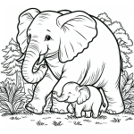 Elephant with Baby Calf Walking in Nature 🐘👶🚶🌿
