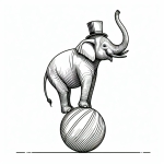 Elephant with Hat on Ball 🐘🎩🎈