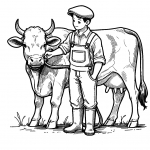 Farm Boy Standing Next to Cow 🐄👦