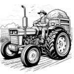Farmer Driving Tractor Carrying Wheat 🚜🌾