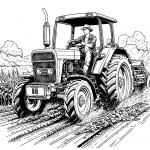 Farmer in Tractor on Field 🚜👨‍🌾