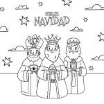 Feliz Navidad - Los Reyes Magos - Three Wise Men Holding Gifts Under Starry Sky 🎁✨🌌