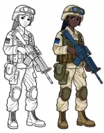 Female Soldier with Gun Standing 👩‍🎓🔫