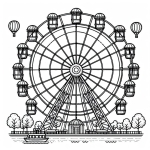 Ferris Wheel in Theme Park with Balloons in the Background 🎡🏞️🎈