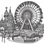 Ferris Wheel in Theme Park 🎡🏞️