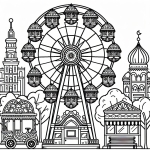 Ferris Wheel in Theme Park 🎡🏞️