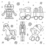 Festive Toys with Robot, Train, Nutcracker, Horse, and Teddy Bear 🤖🚂🎄🧸❄️