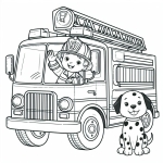 A Firetruck with a Fireman and a Dog 🚒👨‍🚒🐶