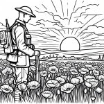 First World War Soldier in Poppy Field at Sunset 🌅🧑‍🤝‍🧑