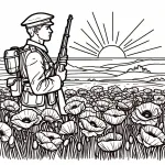 First World War Soldier in Poppy Field at Sunset 🌅🧑‍🤝‍🧑