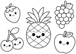 Five Happy Fruits with Cute Faces 🍓🍍🍇