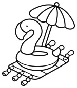 Adorable Flamingo Floating on a Beach Mat with Umbrella 🦩🏖️🌞