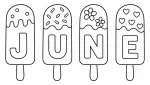 Four Popsicles with Letters of the Month June and Cute Decoration 🍦🍧🍭