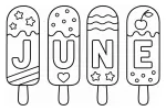 Four Popsicles with Letters of the Month June and Cute Decorations 🍦🍒