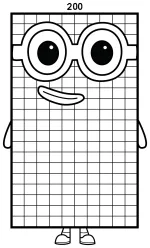 Friendly Numberblock 200 with Huge Glasses and Warm Smile 🧠🔢😊