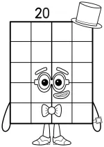 Friendly Numberblock Twenty with Purple Glasses 🧡👓