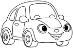Friendly Smiling Car with Curved Headlights and Windshield Wipers 🚗😊💨