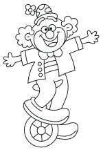 Funny Circus Clown Riding Unicycle Wearing Hat with Flower 🤹‍♂️🎩🌸