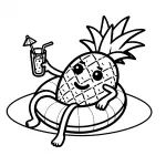 Funny Pineapple Relaxing in Swimming Band with Cocktail 🍍😎🍹