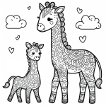 Giraffe Mother with Baby Giraffe Patterned 🦒👶🌈
