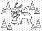 Girl Hugging Deer Surrounded by Snow and Christmas Trees 🦌❄️🤗