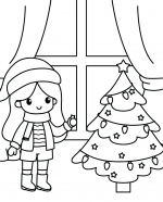 Girl with Santa Hat Decorating the Christmas Tree 🎅🎄✨🧒