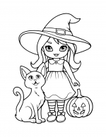 Girl Witch Hat Cat Pumpkin Halloween Costume 🎃🧙‍♀️🐱