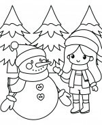 Girl Waving at Snowman ⛄👋❄️🧣