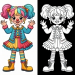 Girl Dressed as a Colorful Clown 👧🤡🎈🌈