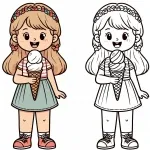 Girl Eating Icecream in Cone 🍦👧