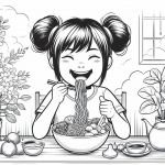Girl Eating Noodles 🍜👧