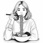 Girl Eating Asian Noodles 🍜👧