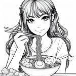 Girl Eating Asian Noodles 🍜👧