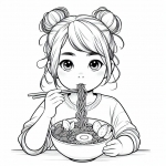 Girl Eating Asian Noodles 🍜👧