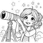 Girl with Telescope Gazing at Stars 👧🔭⭐