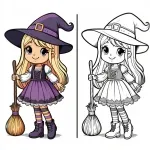 Girl Dressed up as a Witch for Carnival or Halloween 🧙‍♀️👧