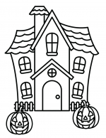 Halloween Haunted House with Two Carved Pumpkins 🎃👻🏚️🌌