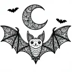 Halloween Bat and Moon with Patterns 🦇🌕