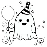 Halloween Spooky Ghost with Hat and Holding a Ball 🎃👻🧢🏀