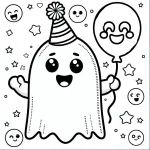 Halloween Spooky Ghost with Hat and Holding a Ball 🎃👻🧢🏀