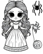 Halloween Girl with Spider, Ghost and Pumpkin 👧🕷️👻🎃