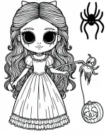 Halloween Girl with Spider, Ghost and Pumpkin 👧🕷️👻🎃