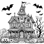 Halloween Haunted House with Pumpkins 🎃🏠