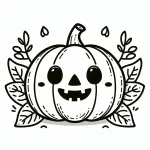 Halloween Pumpkin 🎃 Smiling with Leaves 🍂