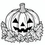 Halloween Pumpkin 🎃 Smiling with Leaves 🍂