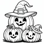 Happy Halloween Pumpkins with Witch Hats 🎃🧙‍♀️