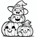 Happy Halloween Pumpkins with Witch Hats 🎃🧙‍♀️