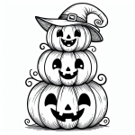 Happy Halloween Pumpkins with Witch Hat Smiling 🎃🧙‍♀️😊