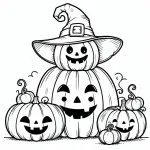 Cute Halloween Pumpkins Stacked with Witch Hat 🎃🧙‍♀️📚