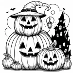 Cute Halloween Pumpkins Stacked with Witch Hat and Book 🎃🧙‍♀️📚